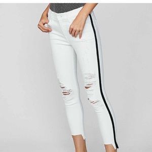 Express Mid-Rise Side Stripe Distressed Jegging